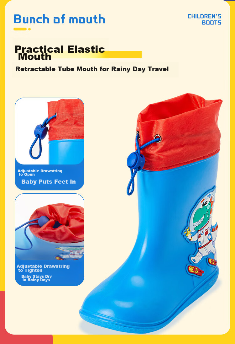 Lemon Baby Kids Waterproof Rain Boots Unisex Outdoor Non-Slip Water Shoes with Drawstring Closure Sand Brown Size 19 7