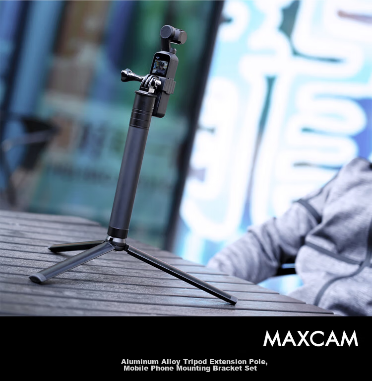 MAXCAM Compatible with DJI OSMO POCKET 2 Pocket Camera Accessories, Aluminum Alloy Tripod Extension Rod, Selfie Stick, Phone Mount, Portable Extendable Stand 1