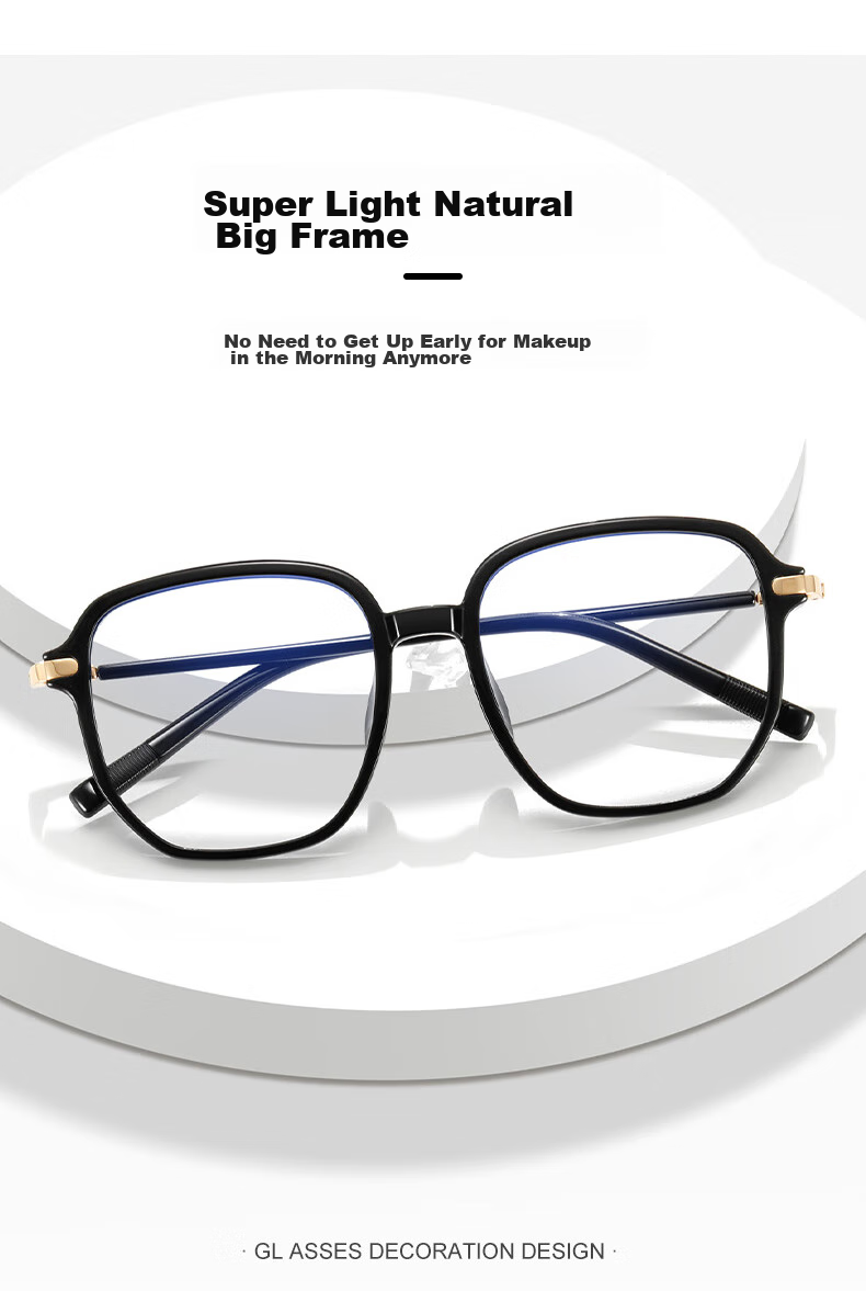 CAPONI Myopia Glasses for Women, Anti-Blue Light Radiation, Black Frame, Photochromic Lenses, Lightweight Black Large Frame, Face-Slimming, Can Be Fitted with Prescription Lenses 6