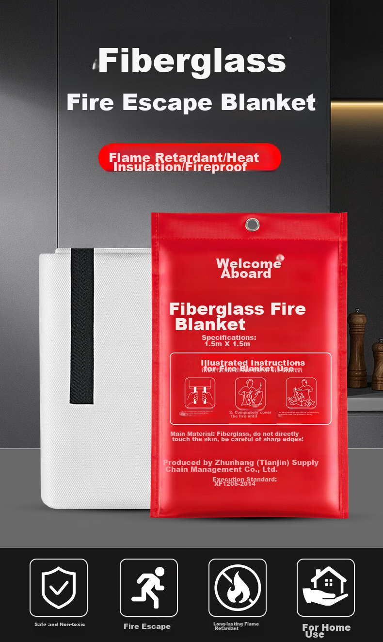 Zhunhang Silicone Fire Blanket, Flame-Resistant Blanket for Home Kitchen And Factory Use, Fire Escape Blanket, 1.5*1.5M 1