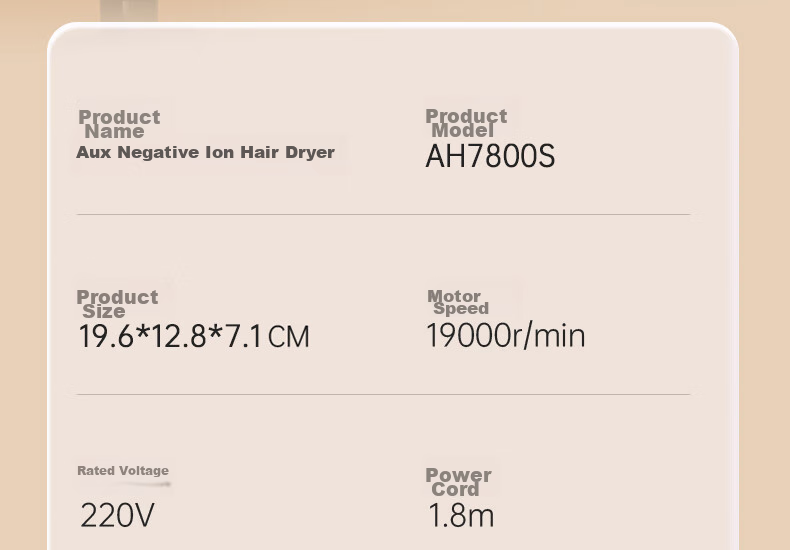 AUX Hair Dryer, Home Use, Negative Ion Blue Light Hair Protection, Non-Damaging Electric Blower, 1800W High Power Quick-Drying Hair Dryer, Portable Dorm Hair Dryer 43