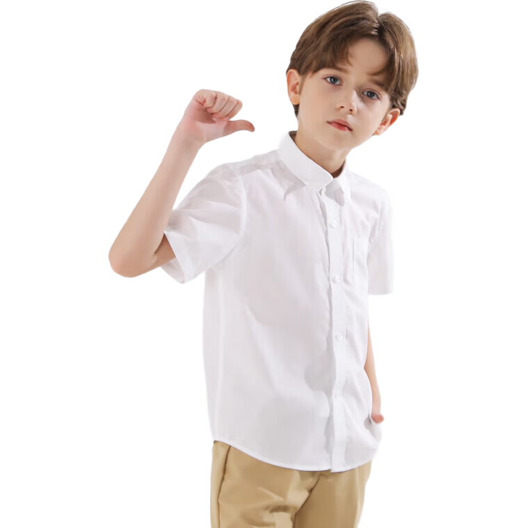 Yinuofang Children's Short-Sleeve White Dress Shirt Performance Suit Shirt Summer T-Shirt Short Sleeve: White Shirt 160CM
