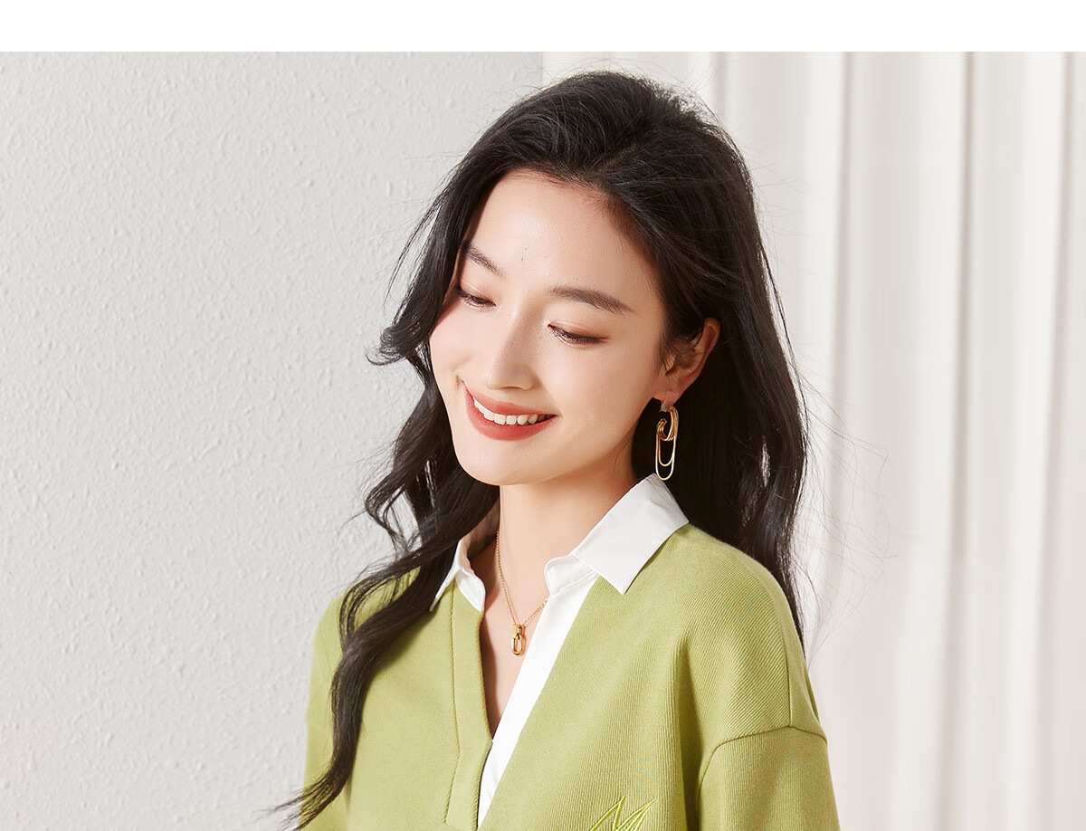 Chushen Women's Autumn And Spring Sweatshirt with Lapel Collar, Contrasting Color Splicing Design, Letter Embroidery, Casual Long-Sleeve Top S13KW1744 14