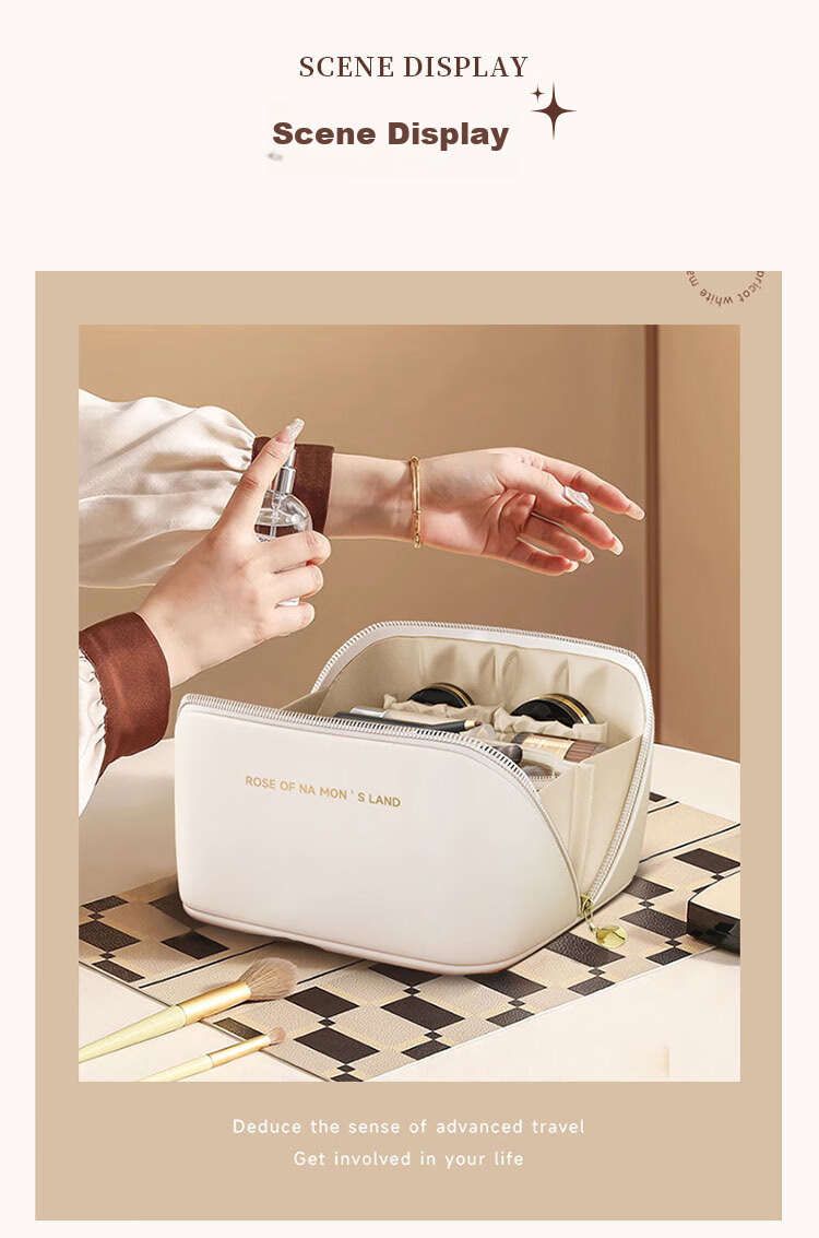 BAHAINIAO Multifunctional Portable Cosmetic Bag, Large Capacity Handheld Travel Makeup Organizer for Women, Stylish Toiletry Bag 11