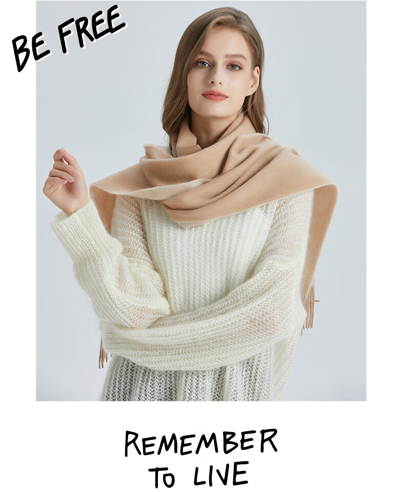 ELLE [Gift Box] 100% Wool Scarf for Women, Double-Sided Autumn And Winter Thick Warm Shawl Neck Wrap Gift Mid-Autumn Festival 17