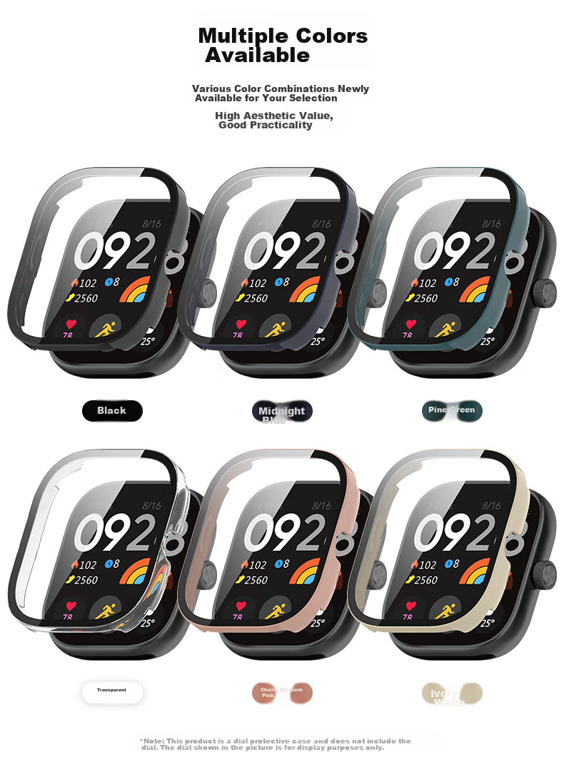 KMaxAI Compatible with Redmi Watch 5/4 Protective Film + Case, All-In Full Coverage, Xiaomi Redmi Watch Dial Protector & Screen Film, Hard Shell Anti-Fingerprint Tempered Glass Film, Transparent 3