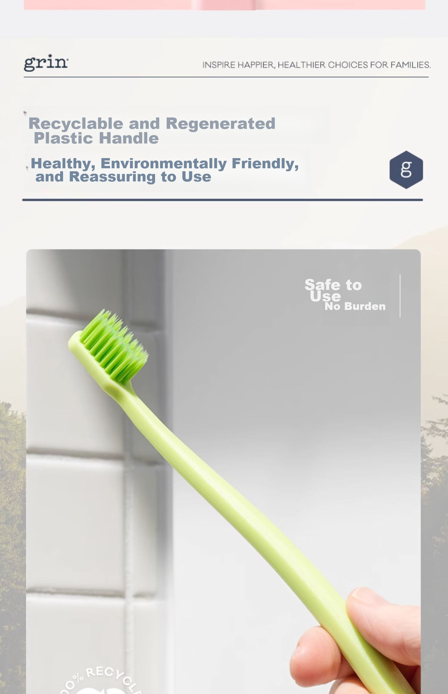 Grin Adult Antibacterial Sensitive Toothbrush with Small Head And Soft Bristles for Cleaning, Suitable for Men And Women, Couples, Home Use, Family Pack of 2 15