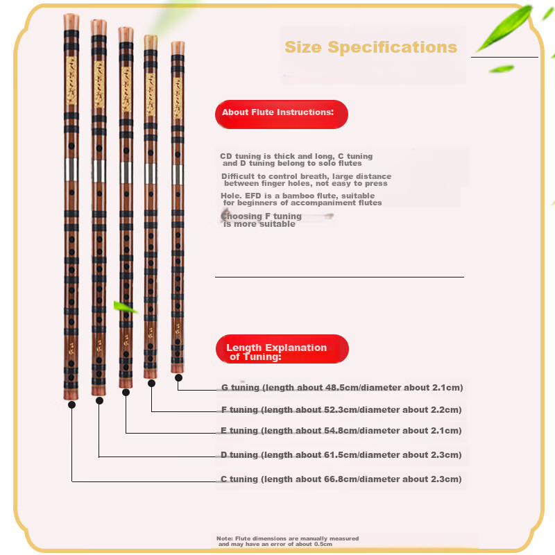 BAINUO Professional Flute for Adults Beginners, F Key Bitter Bamboo Flute, Refined Transverse Flute, Performance Grade, Suitable for Children And Students, Beginner's Set with Blowing Aid Included