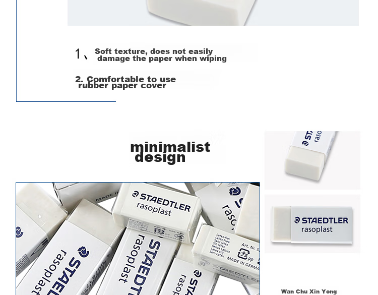 STAEDTLER Eraser, Sketching Pencil Drawing Quick Sketch Art Eraser, Low Dust, Traceless, Non-Sticky, Paper-Friendly Eraser, Back-To Essential Item 5427 7
