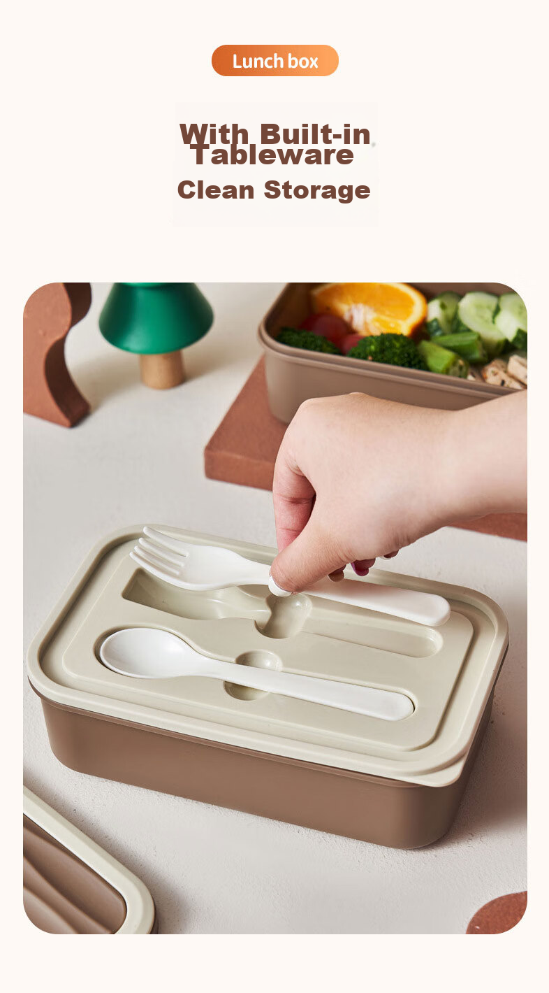 Canjiangjun Double-Layer Portable Lunch Box, Large Capacity, Microwave-Safe, Lunch Container with Forks And Spoons Included, 2L 8