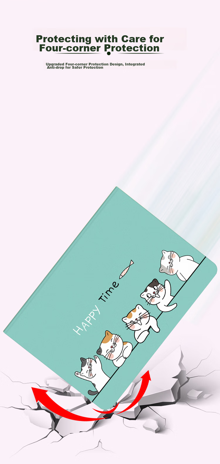 Jiangming Compatible with Apple IPad 7th/8th/9th Generation 10.2-Inch Tablet Protective Case, Full Coverage Shockproof Smart Sleep Cartoon Design Cover for 10.2-Inch IPad 9