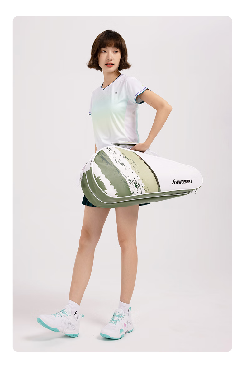 KAWASAKI Badminton Bag 6-Racket Sports Backpack Casual Training Tennis Bag B8365 Moss Green 7