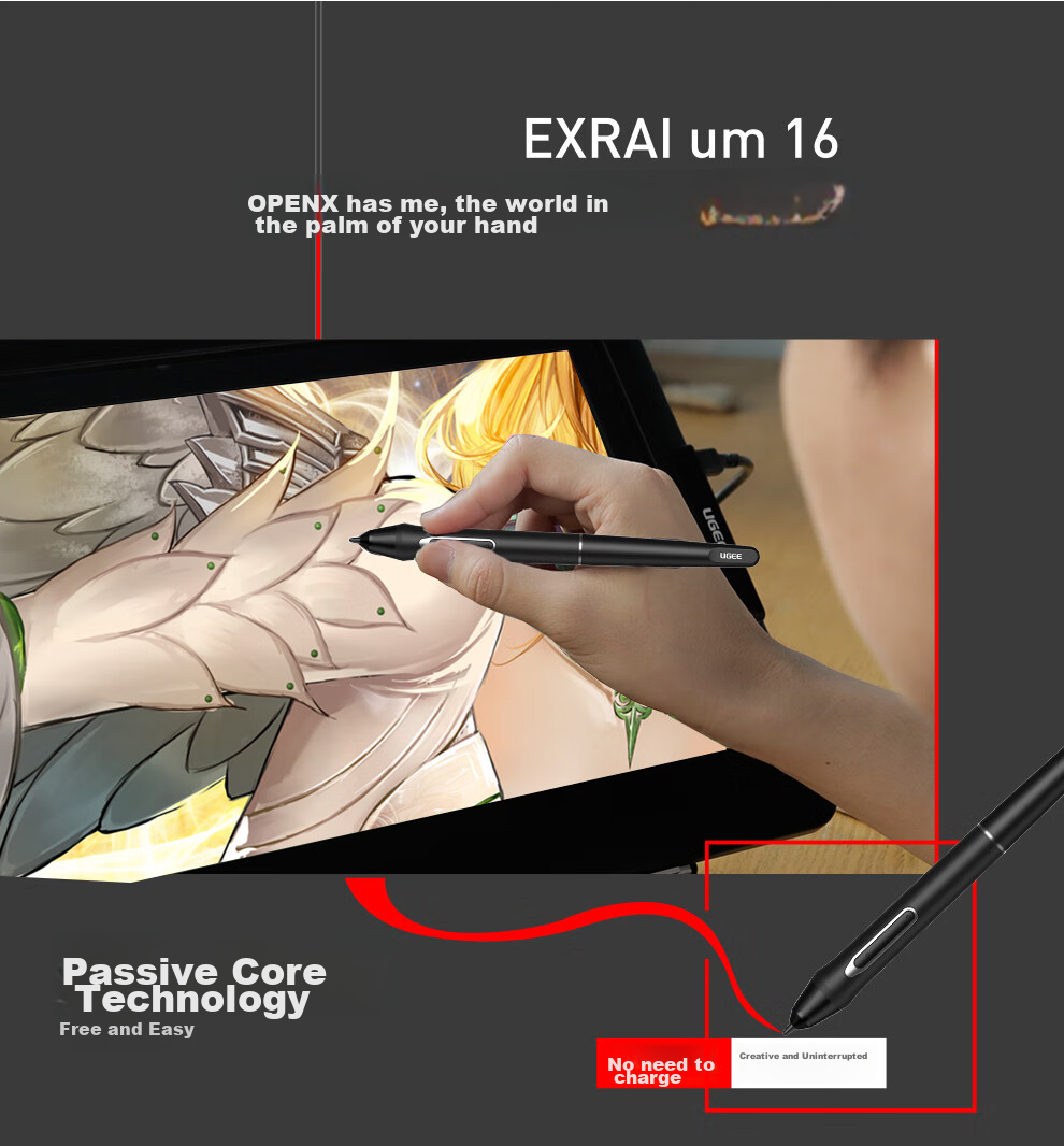 UGEE Digital Drawing Tablet, 16K Pressure Sensitivity, Handheld Graphics Pad, Writing Tablet for Computer, Online Class Writing Pad, Drawing Board, Electronic Drawing Pad M908 16
