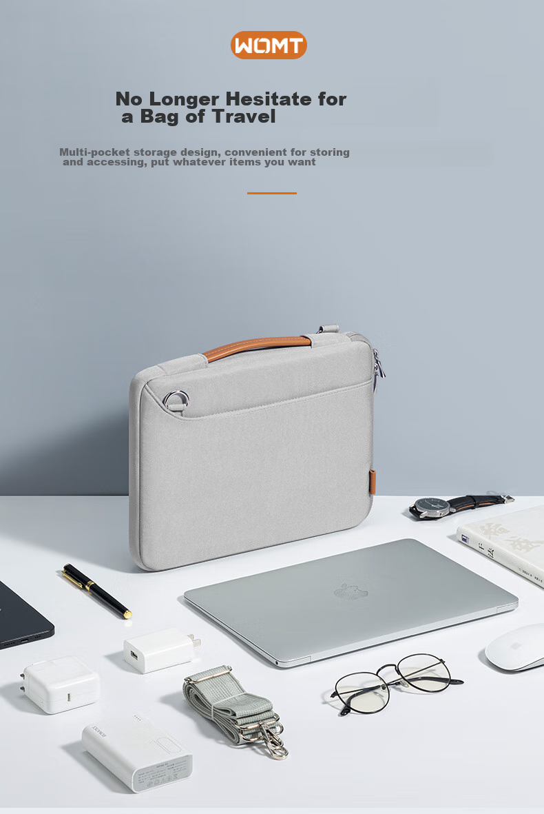 WOMT Laptop Bag for 13/14 Inch Laptops, Compatible with Apple MacBook, Huawei Matebook 14s, Lenovo Xiaoxin, ASUS, Dell, Microsoft, with Handheld Strap And Protective Sleeve 10