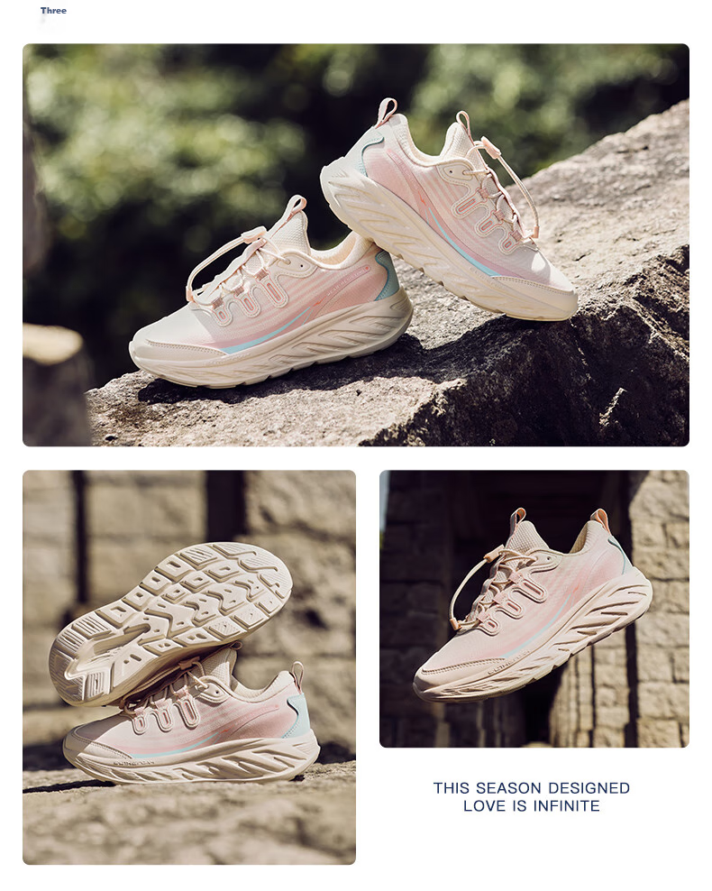 ERKE Children's Shoes, Boys And Girls Drawstring Sneakers, Kids' Cross-Country Running Shoes for Older Children, New Warm Linen/clay Pink, Size 35 51