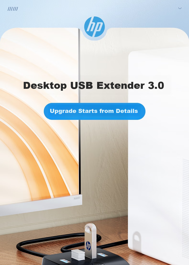 HP USB Hub Splitter Docking Station, High-Speed 3.0 One-To Multi-Port, USB Extension Cable, Laptop Adapter Converter, Desktop Expansion Dock, 0.5m 1