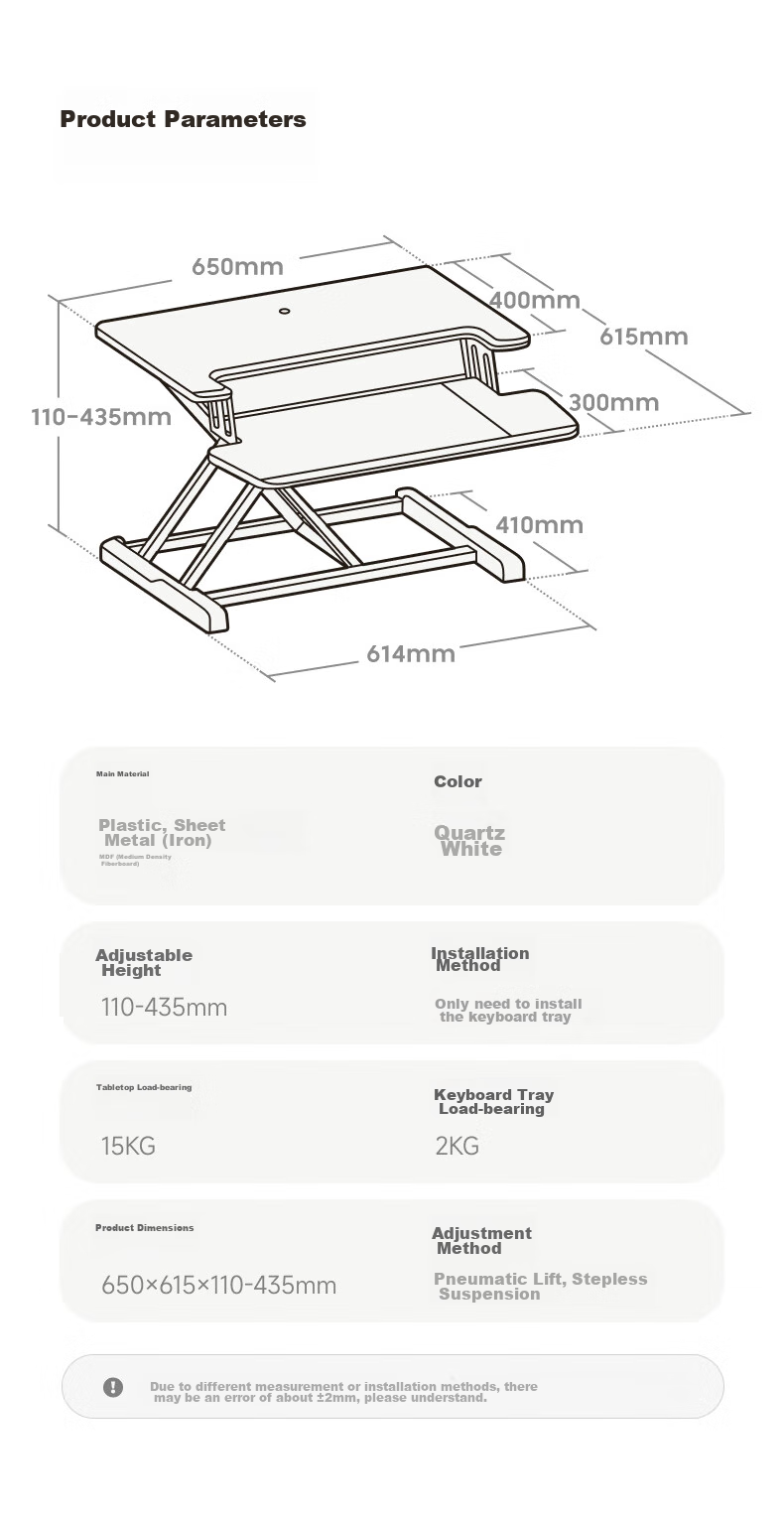 Brateck North Arc Height Adjustable Desk Computer Stand, Standing Desk Workstation with Adjustable Height, Standing Computer Lift Support D460 13