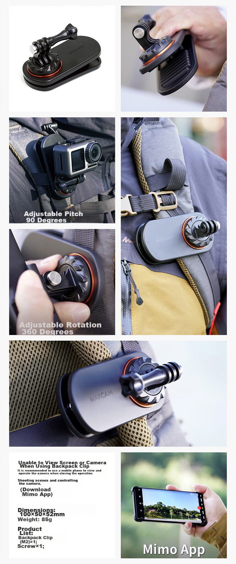 MAXCAM Suitable for DJI Osmo Action 6/5/4/3 Pro Action Camera, Car Nano Adhesive Suction Cup Glass Fixing Car Mount Accessory 4