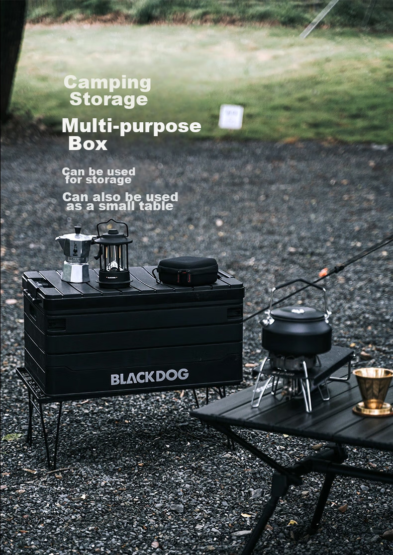 Black Dog Camping Storage Box, Outdoor Foldable Storage Box, Car Organizer Box, Home Storage Box, Night Black, 60L 3