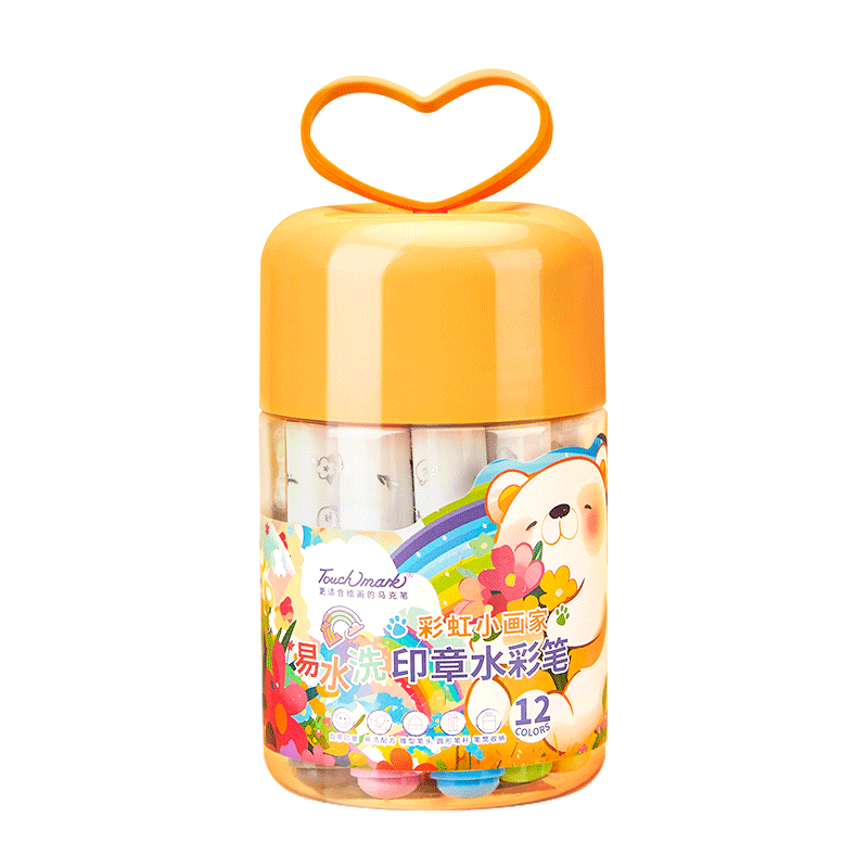 Touch Mark Stationery 12-Color Stamp Watercolor Pens Washable Drawing Pens for Students, Children's Coloring And Graffiti Markers, Easy-Grip Birthday Gift Drawing Brushes