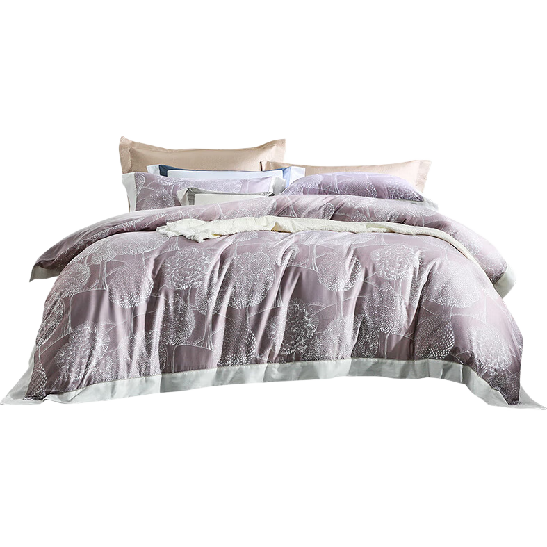 FUANNA Home Textiles, 80s Long-Staple Cotton Bedding Set, Four Pieces, Digital Printed Satin Bed Sheet And Duvet Cover, 203*229cm