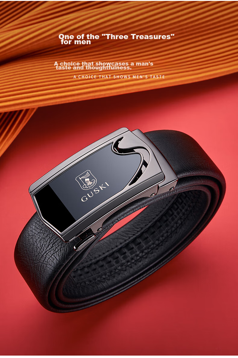 GUSKI Genuine Leather Belt for Men with Automatic Buckle, Business Trouser Belt in Gift Box, Birthday Present for Boyfriend Or Husband 12