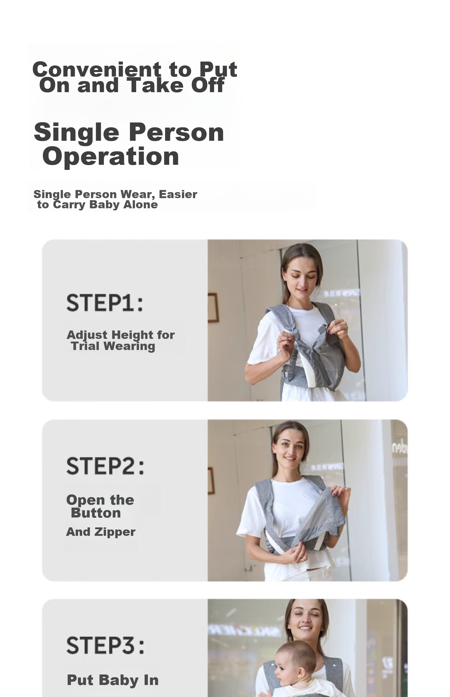 COOKSS Baby Carrier, Front-Facing Shoulder Strap Design for Ages 0-3, Sun Protection, Breathable, Hands-Free, Easy to Carry Child 17