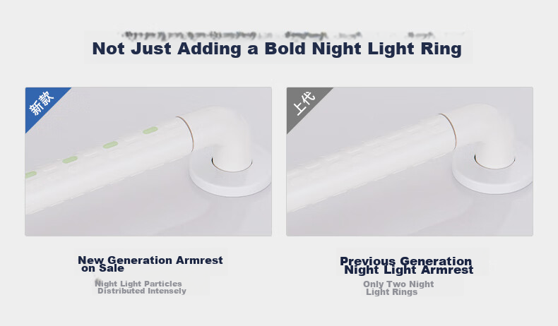 MODUN Toilet Handrail, Elderly Standing Aid, Bathroom Handrail for Seniors, Anti-Fall Shower Rail with Night Light, Barrier-Free 91W 6