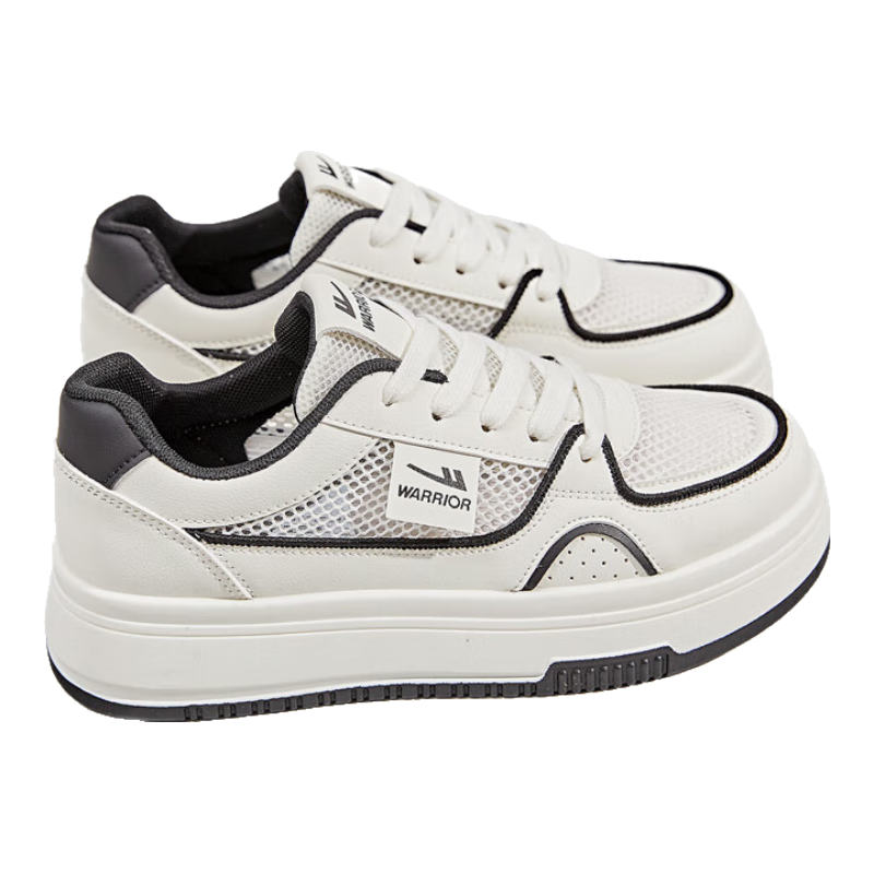 Warrior Women's Summer Breathable Mesh Shoes Casual Comfortable Trendy Sneakers 4181 Beige/Black Size 35