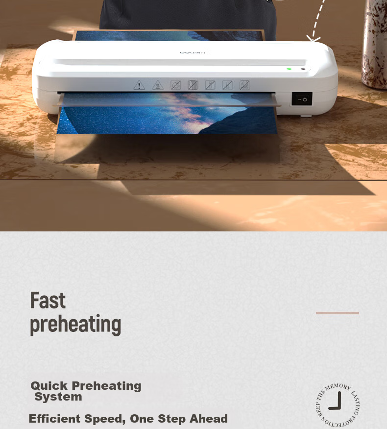 Deli Laminator A4, Photo Laminating Machine for Home And Office Use, Picture Laminating Machine, Film Covering Machine, Laminator with Laminating Pouches, 2132 15
