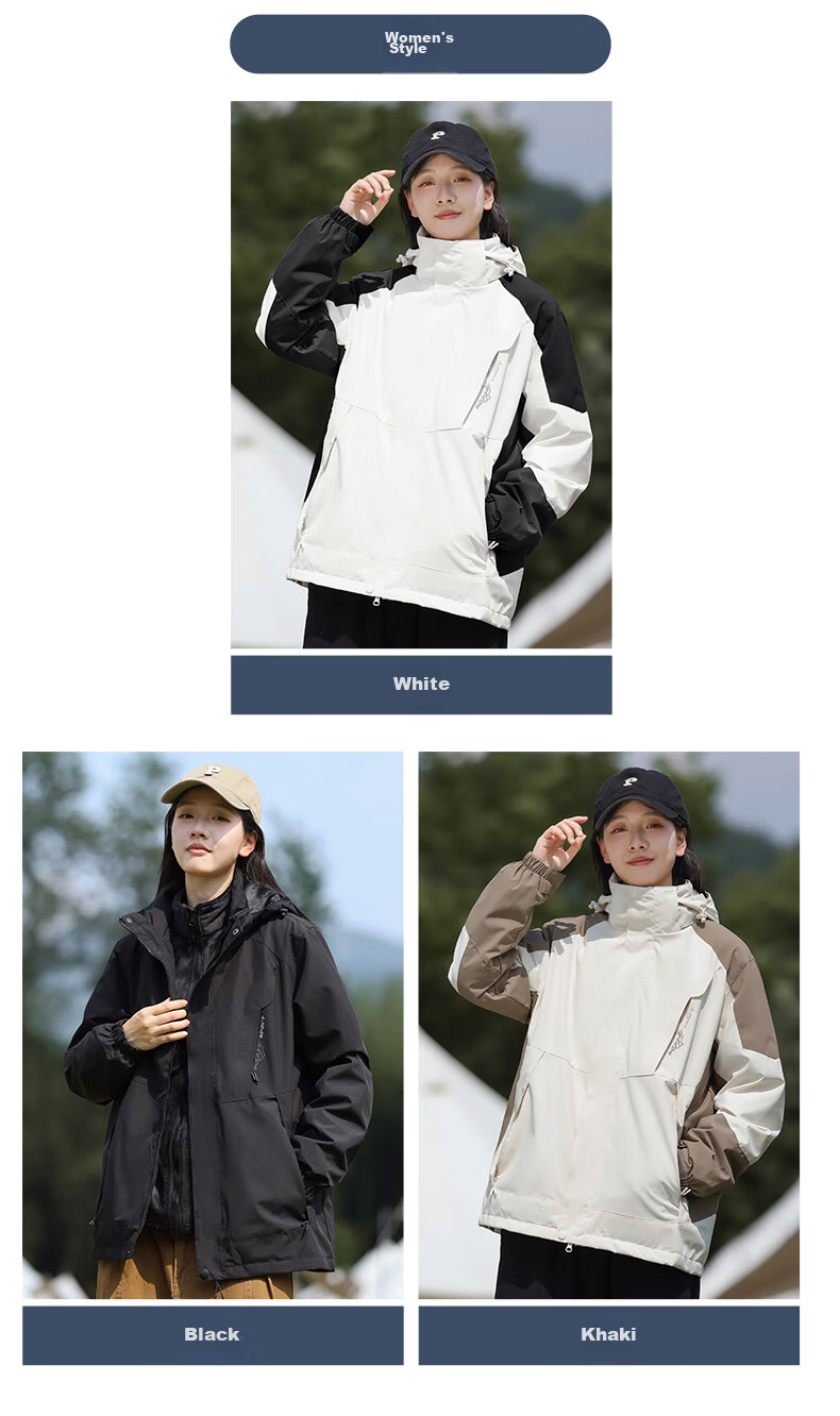 Jeanswest Men's Spring And Autumn Three-In Detachable Jacket, Waterproof Mountaineering Outdoor Windproof Coat for Couples 13
