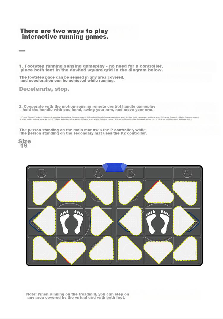 [Children's Birthday Gift] HongTai Double Wireless Dance Mat, Home TV Motion Sensor Camera, Running Mat 14