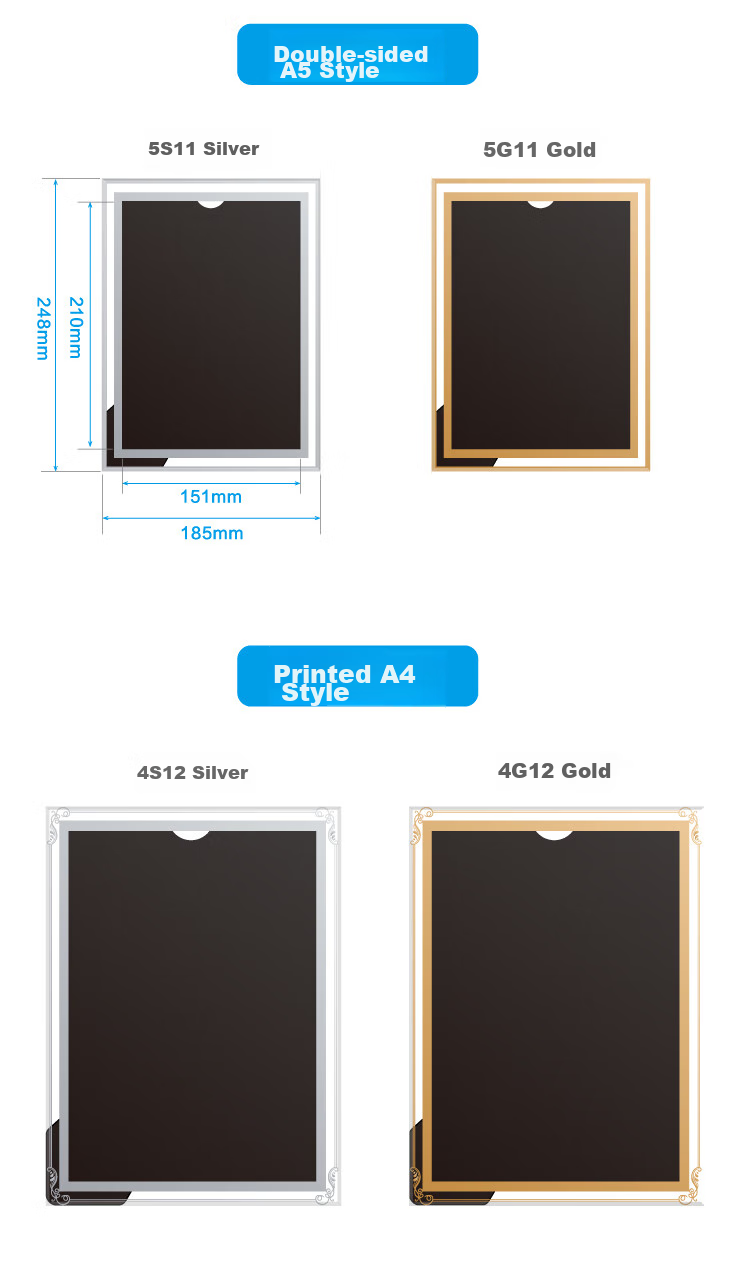 DSB (Dishibi) A4 Crystal Certificate Frame, Award Display Frame, Photo Frame, Glass Display Stand, Honor Certificate Display Frame, Business License Original Frame, Silver Floral Style, 4S12 13