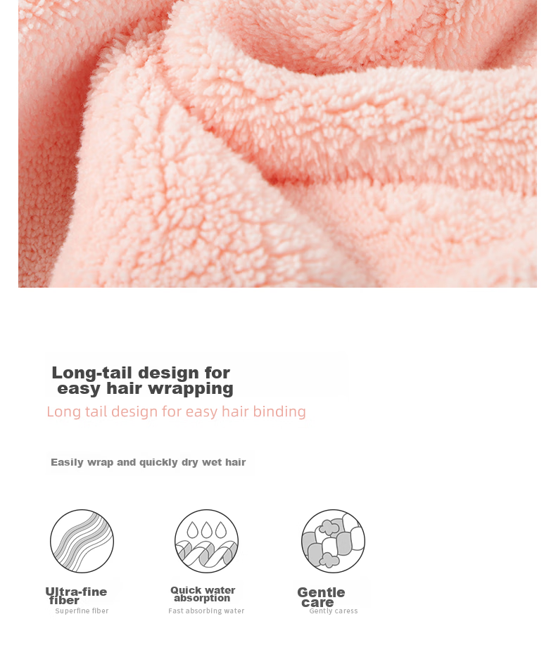 Grace Grade A Thickened Hair Drying Cap, Soft And Absorbent, Quick-Drying Towel, Hair Wrap, Shower Cap, Single Pack 6