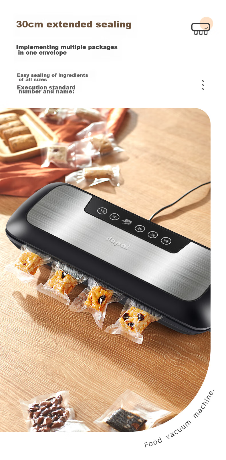 Dapai Vacuum Sealing Machine for Commercial Use, Automatic Vacuum Packaging Cutter with Dual Pumps for Dry And Wet Sealing, Food Preservation Machine 14