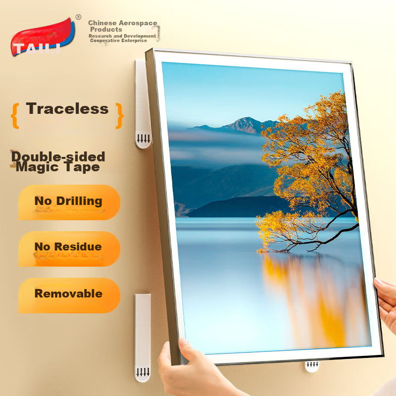 Taili Magic Hook Frameless Photo Hanging System, No Nails Required, Detachable, No Drilling Needed, Large Size, 5 Sets for Photo Wall