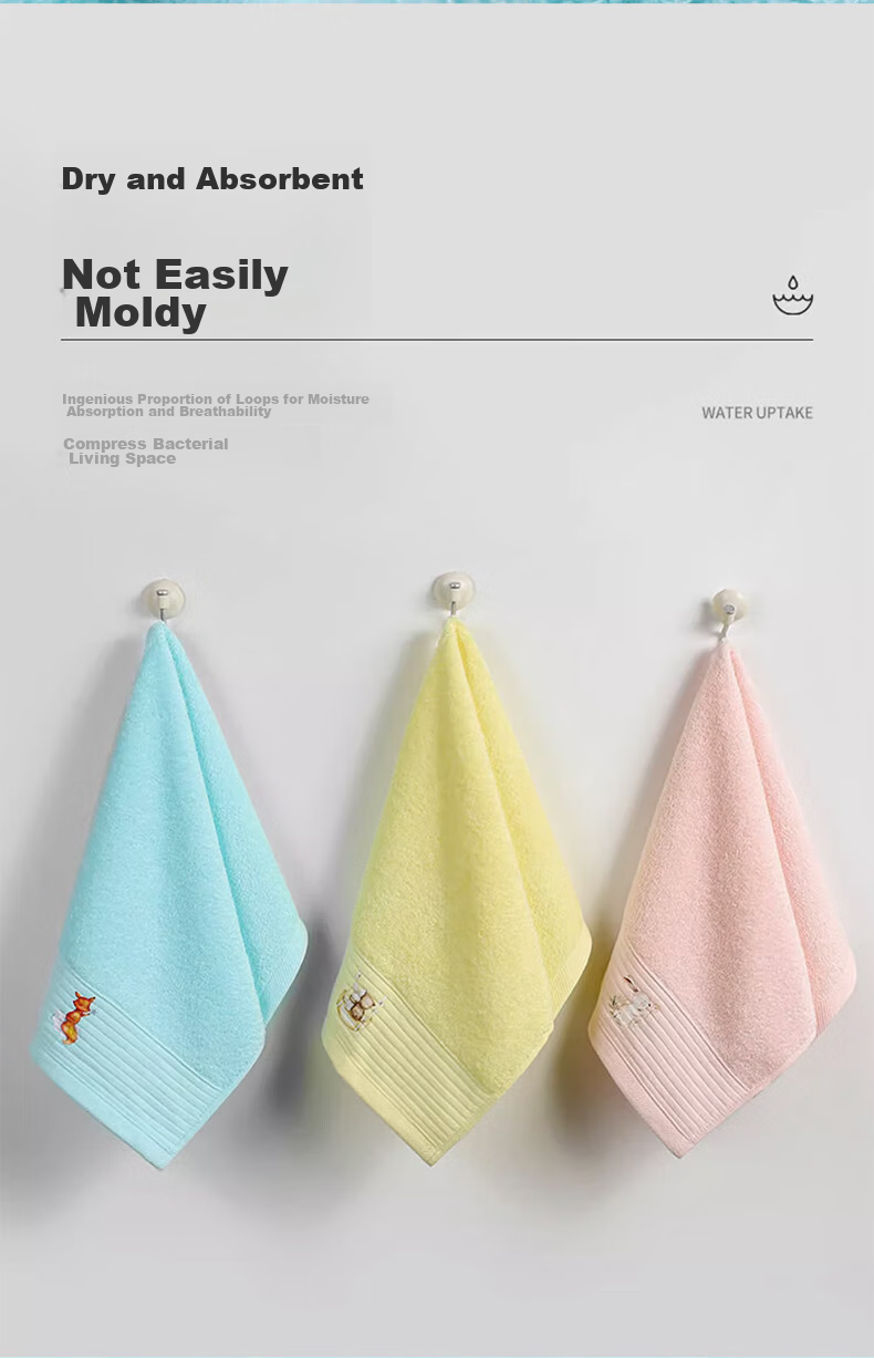 Grace Children's Towels, Pure Cotton Drool Bibs, Class A All-Cotton Face Towels for Boys And Girls, Bath And Face Wipes, Baby And Toddler Towels, 3 Pieces 5