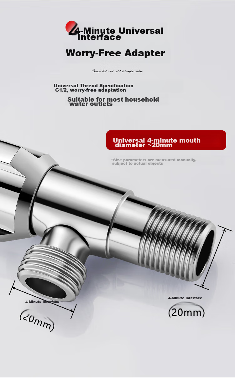 Larsd Full Copper Thickened Angle Valve, Hot And Cold Water Compatible Quick-Open Triangular Valve, High Flow Angle Valve, Stop Valve LD107 13
