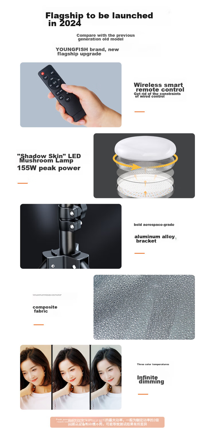 YOUFES YS7 Live Streaming Photography LED Fill Light Ball, Constant Lighting, Soft Light Ball for Shooting, Photography Studio Equipment, Camera Props, Short Video Host Beauty Kit 5