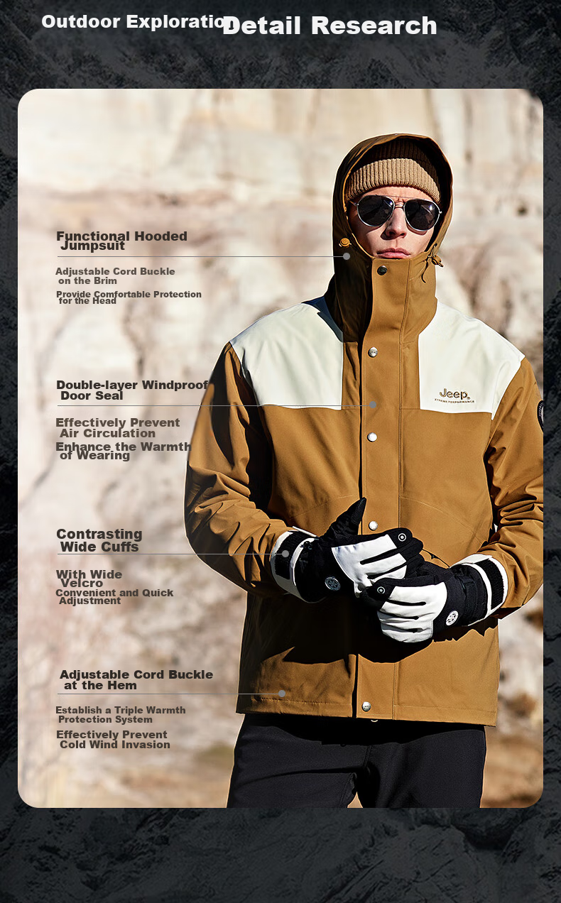 Jeep Men's And Women's Three-In Outdoor Hardshell Windproof Waterproof Mountaineering Jacket, Detachable Fleece-Lined Coat, Jungle Gree 10