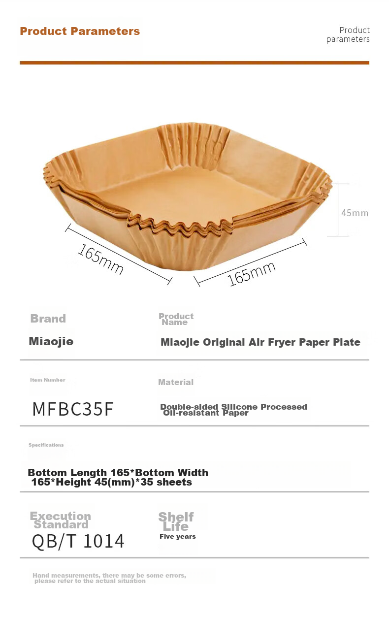 MIAOJIE Air Fryer Paper Trays, 35 Pieces, Widened Design, Double-Sided Silicone Coating for Non-Stick, Baking And Roasting Oven Use 7