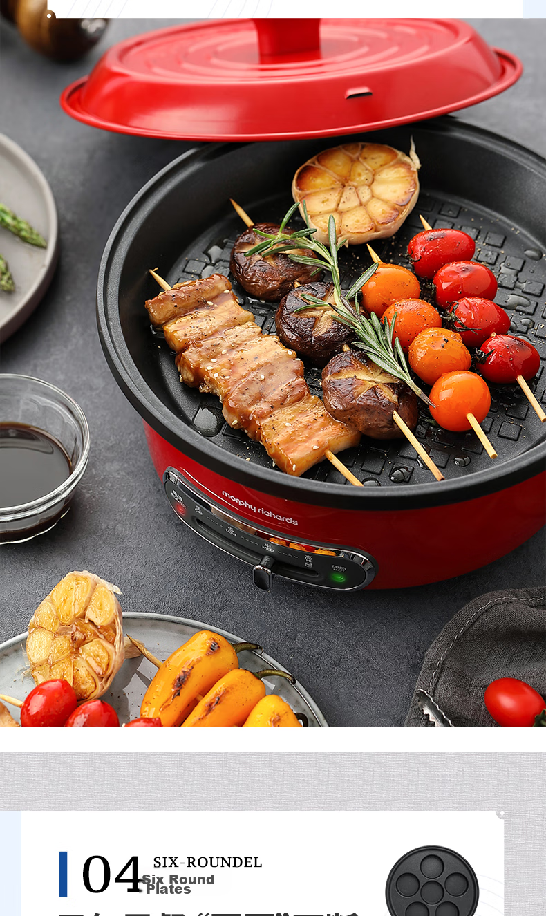 Morphyrichards Electric Hot Pot, Multifunctional Cooking Pot, Original Accessories, MR1072 Dual-Sided Pot, MR9087 Dedicated 13