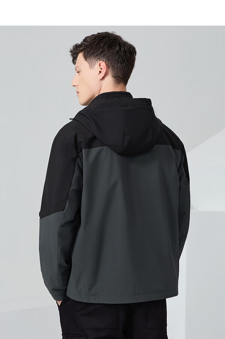 DANCING WOLVES [Three-Proof] Autumn Winter Urban Lightweight Outdoor Versatile Men's Hooded Jacket 211 Gray Green 170 3