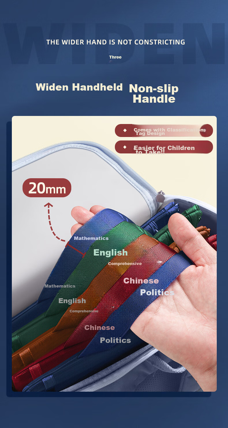 Jinzhi 4 Subjects/A4 Double-Layer Subject Classification Pouch File Folder Elementary School Student Subject Bag Middle And High School Student Book Bag Exam Paper Subject Storage Bag Homework Bag Study Bag Back-To Essential 7