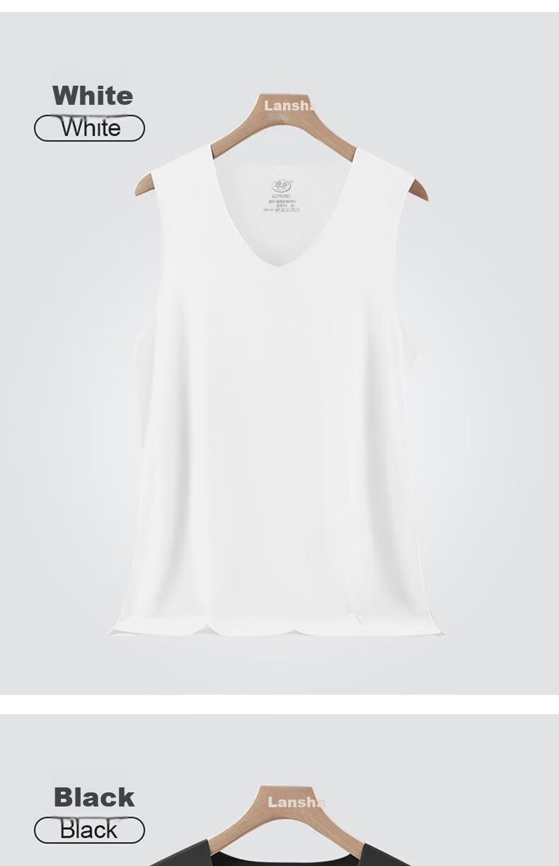 LangSha Men's Tank Top, Summer Ice Silk Thin Style, 7A Grade Antibacterial Seamless Sports Casual Undershirt, 3-Piece Set 18