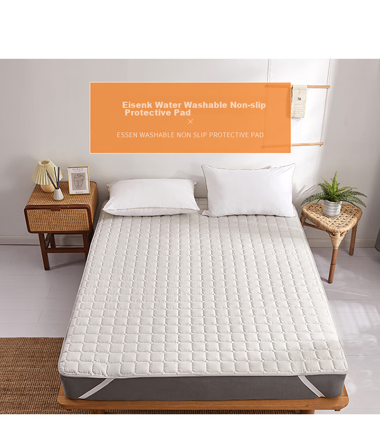 Dohia Home Textiles Washable Quilted Mattress Pad with Straps, Non-Slip Tatami Four-Season Protective Thin Pad for 1.5m Bed, 2x1.5m 20
