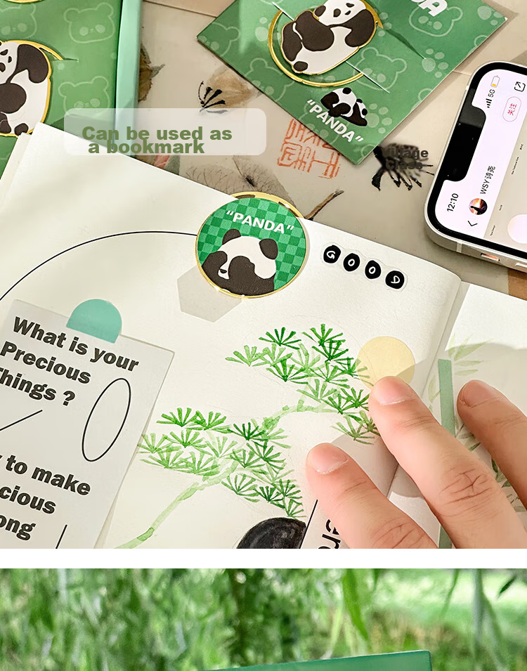 Sannianerban [Teacher's Day Gift/Almost] Bookmark Gift Box, Cute Panda Design, Metal Material, Student Stationery, Creative Gift, Holiday Present, Birthday Gift, Prize 5
