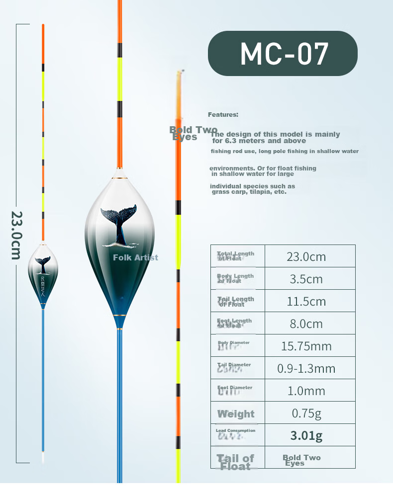 Minjianyiren Shallow Water Float Short Float Winter Fishing Shallow Bank Grass Cave Stream Ice Fishing Float Crucian Carp Baitiao Wild Fishing Bold Eye-catching Float 16