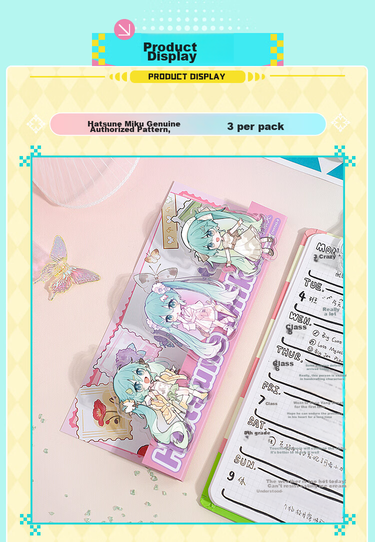 GuangBo Future Acrylic Journal Clips Stationery, Small Clip for Receipts And Bookmarks, Snack Clip for Anime Fans, 3 Green CY997043-A 7