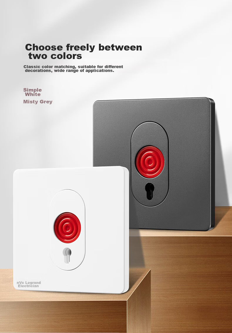 NVCleishidiangong Switch Panel, Emergency Call Alarm Switch, Anti-Theft Alarm Panel, Glazed White 4